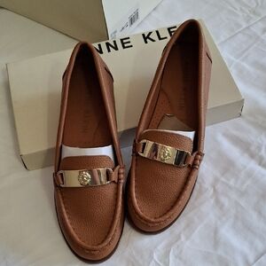 Anne Klein Women's Tan Loafers with Gold Accent